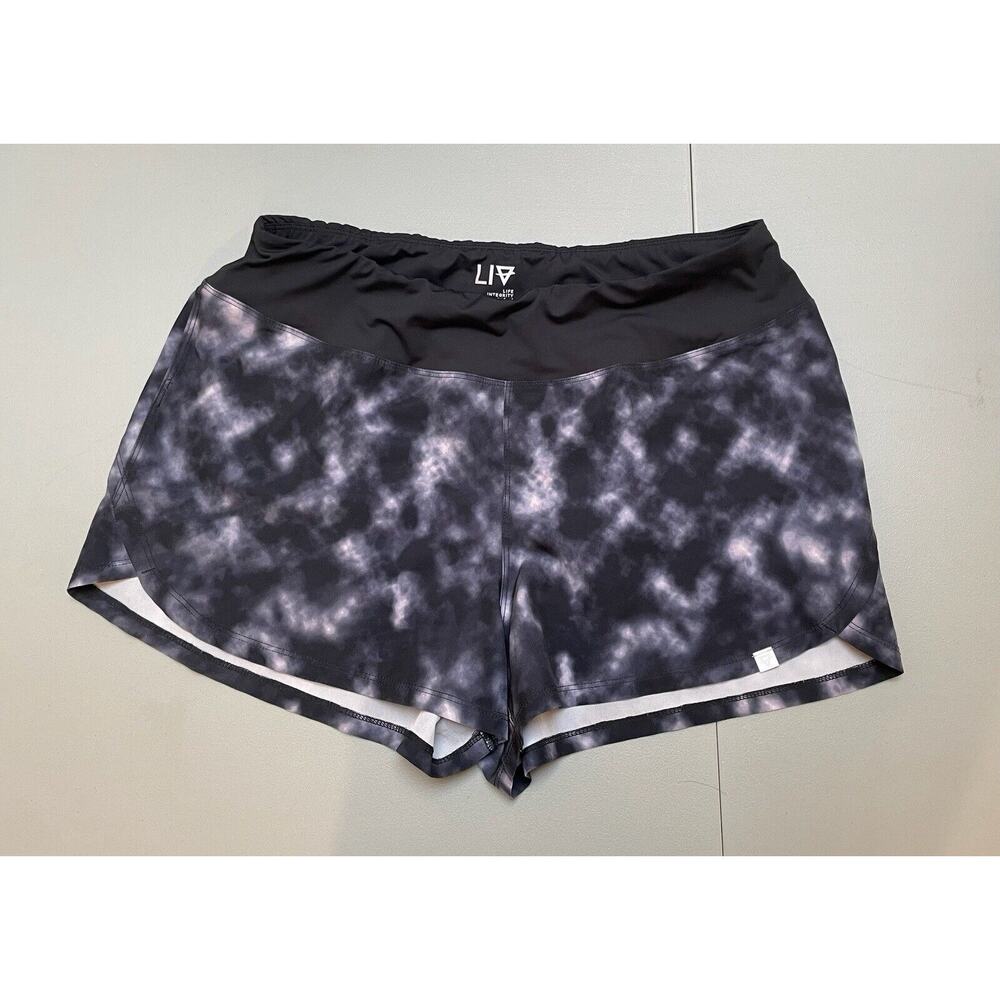 Life Integrity Earth Women's Elastic Waist Shorts in Black Gray Size XL NWOT